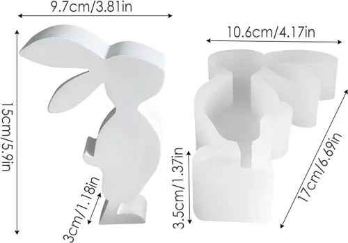 Vista 7 de Handmade Silicone Bunny Mold, Easter Bunny Resin Mold, Wax Epoxy Resin Casting Bunny Mold, Aromatherapy Bunny Candle Mold, Easter Bunny Candle Mold