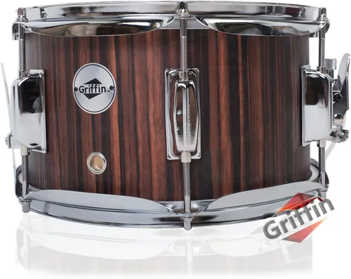 GRIFFIN Tambor de caja de 10 x 6 pulgadas, carcasa de madera de álamo (edición PopcornPUNCH) - Mini caja con PVC de nogal negro, tirar, llave de