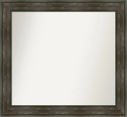 Vista 27 de Amanti Art Espejo de baño marrón para sobre fregadero, 26 x 26 pulgadas, espejo de tocador cuadrado marrón rústico Alexandria, marco de madera