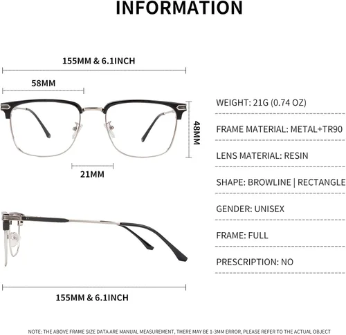 Vista 8 de Gafas de luz azul para hombre, protección ocular antifatiga ocular
