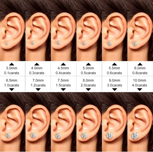 Vista 3 de Moissanite Stud Earrings Screw Back 0.2CT-8.0CT 18K White Yellow Gold Plated S925 Sterling Silver Round Cut D Color VVS1 Clarity Lab Created