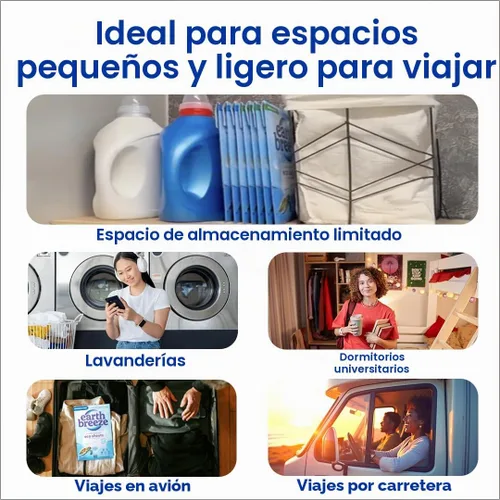 Vista 8 de Earth Breeze Hojas de detergente para ropa sin fragancia, 60 cargas, jabón ecológico sin líquido, apto para viajes para ciclos fríos y calientes