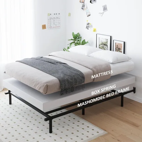 Vista 7 de Marco de cama de metal tamaño individual, base de cama de plataforma baja y resistente de 7 pulgadas, tamaño individual para somier y colchón, fácil