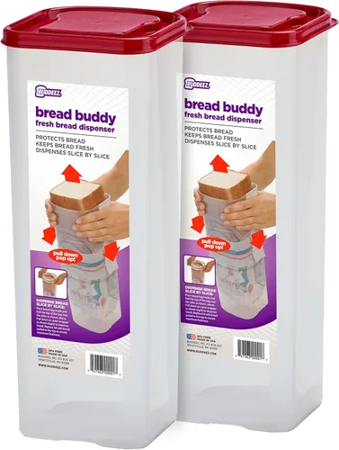 Vista 10 de Buddeez Bread Buddy Caja de Pan – Mantiene las Hogazas de Pan Frescas – Tapa Roja, Paquete de 1
