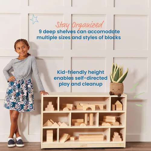 Vista 5 de Armario de almacenamiento de bloques de madera de abedul ECR4Kids, color natural, Natural, 1
