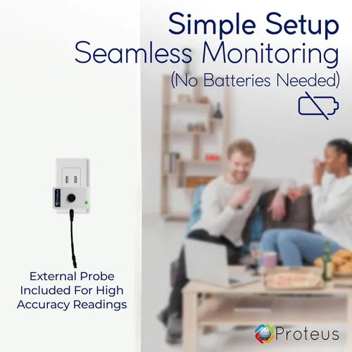 Vista 5 de Proteus AMBIO - Sensor de temperatura y humedad Wifi con zumbador y alertas de correo electrónico/texto
