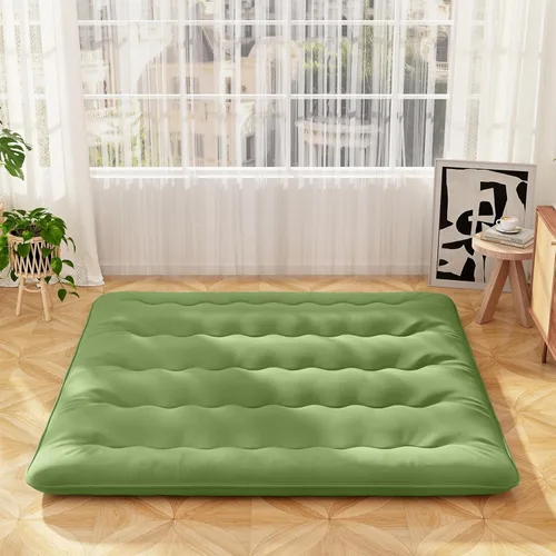 Vista 15 de Giantex Colchón de suelo japonés, colchón de futón de 4 pulgadas con funda lavable y bolsa de almacenamiento, colchón plegable enrollable