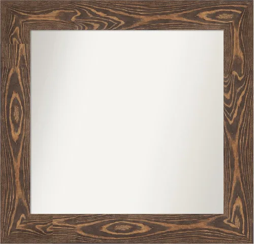 Vista 70 de Amanti Art Espejo de baño marrón para sobre fregadero, 26 x 26 pulgadas, espejo de tocador cuadrado marrón rústico Alexandria, marco de madera