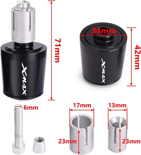 Vista 2 de Motorcycle for Xmax 125 250 300 400 Motorcycle Grip Handle End Handle Cover Shockproof Plug Handle end (Color : Black)
