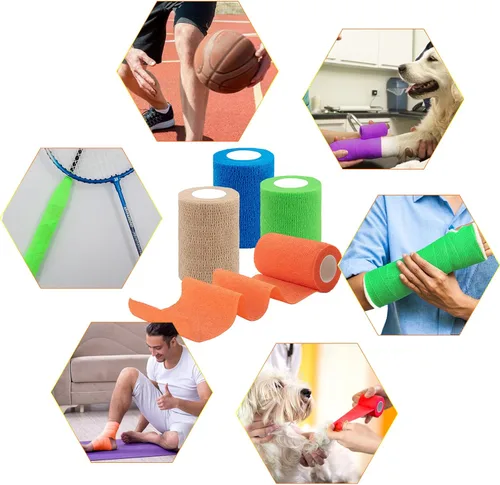 Vista 6 de BQTQ 30 rollos de vendajes autoadhesivos de 3 pulgadas, vendajes autoadhesivos de 3 pulgadas, vendaje elástico para esguinces de hinchazón de muñeca