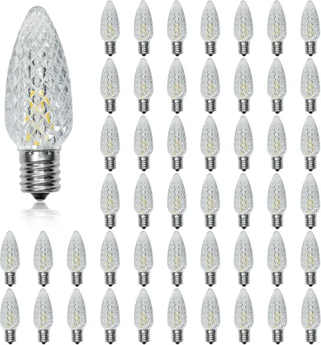 Vista 9 de Paquete de 50 bombillas LED multicolor C9 de repuesto, bombillas LED C9 de plástico inastillables e impermeables para tiras de luces al aire libre