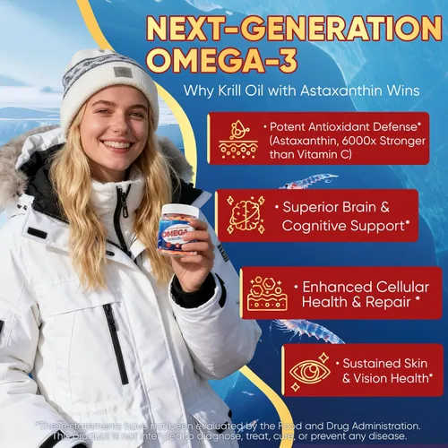 Vista 4 de Aceite de krill antártico liposomal Omega 3 gomitas de 2000 mg – Absorción de nivel celular Omega-3 con EPA, DHA y astaxantina – Antioxidante