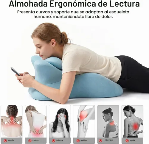 Vista 5 de cjc Almohada de cuña de espuma viscoelástica, almohada de lectura ergonómica para cama de dormir, almohada propensa para dolor de espalda con Negro