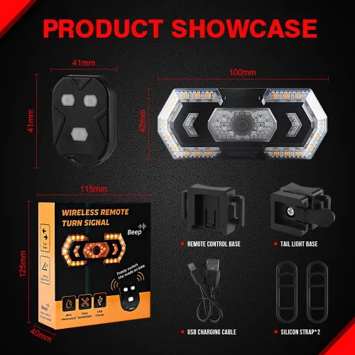 Vista 8 de KaiDengZhe - Luz trasera para bicicleta, luces indicadoras para bicicleta, 5 modos de luz, luz trasera de bicicleta, impermeable, luz estroboscópica