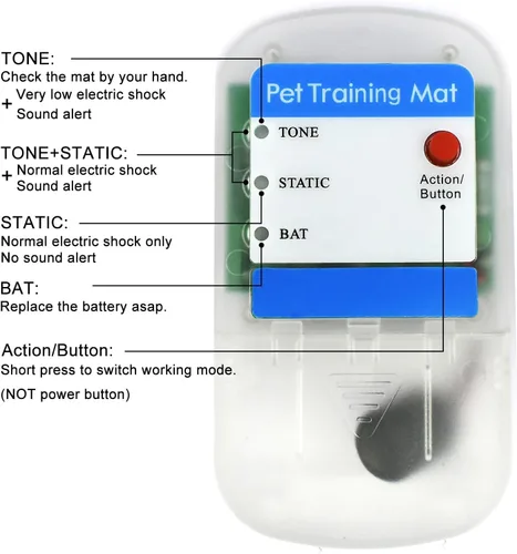 Vista 4 de Alfombrilla eléctrica para perros y mascotas, alfombrilla de choque para perros, gatos, protector de muebles, 60 x 12 pulgadas