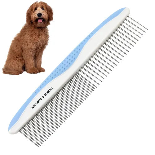 Vista 11 de Peine de Metal para Perros, Peines para Perros para Acicalamiento de Enredos, Cepillo para Doodle, Peine Desmatificador para Perros, Herramientas