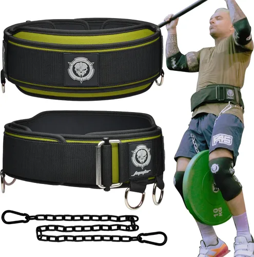 Vista 8 de Cinturón de levantamiento de pesas 2 en 1 y cinturón de inmersión con cadena para entrenamiento de pesas adicional, levantamiento de pesas