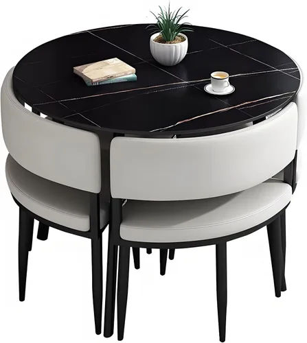 Vista 11 de YVYKFZD Juego de mesa y silla para sala de recepción de oficina, mesa de centro redonda simple para conferencias, juego de mesa de comedor de cocina