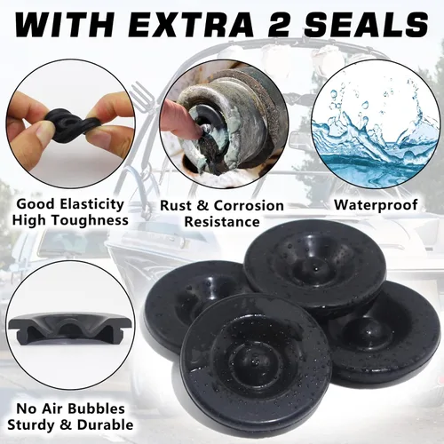 Vista 2 de 2 piezas Tapas Antipolvo de Cubo de Remolque de 1.98'', Tapas de Copa Antipolvo de Cojinete de Eje de Remolque, Cubiertas de Grasa y Tapones de Goma