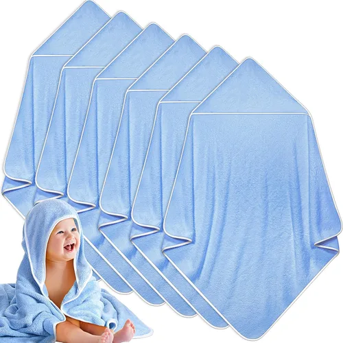 Chumia Paquete de 6 toallas de baño para bebé, forro polar coral, suaves, absorbentes, para recién nacidos, con capucha para niños, 30 x 30