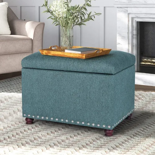 Vista 66 de Joveco Banco otomano de almacenamiento rectangular de tela, reposapiés, 24 pulgadas, moderno, copetudo, para dormitorio, asiento para entrada