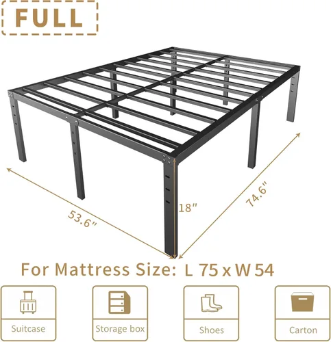 Vista 109 de Base de cama tamaño Queen de 12 pulgadas, no necesita somier, base de colchón de plataforma de metal resistente con listones de acero