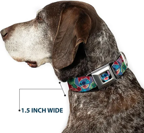 Vista 7 de Collar de perro con hebilla para cinturón de seguridad, 6 expresiones, flora tropical, burdeos, rojos, verdes, 11 a 17 pulgadas, 1.0 pulgadas