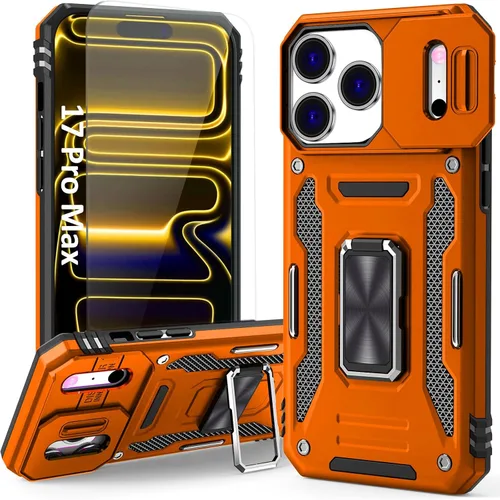 Vista 29 de Funda compatible con iPhone17 Pro con soporte, cubierta de cámara y protector de pantalla HD, doble capa a prueba de golpes, protección contra