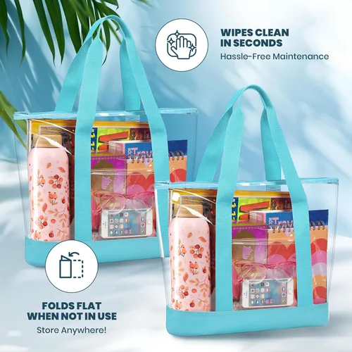 Vista 7 de Handy Laundry Bolsa transparente cierre de cremallera, correa larga para el hombro, ribete de tela. Zipper Closure, Long Shoulder Strap, Fabric