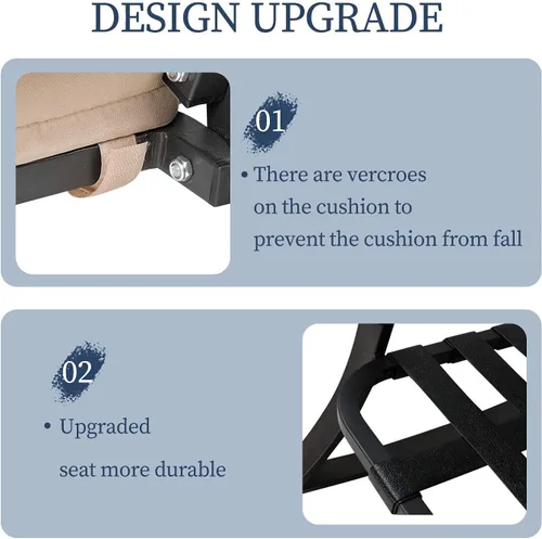 Vista 3 de Oakcloud Oakmont - Juego de 3 sillas mecedoras y mesa superior de cristal, cojines gruesos, acero negro (marrón)