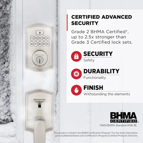 Vista 4 de Kwikset SmartCode 260 Cerradura Electrónica de Entrada sin Llave con Teclado y Pestillo de Seguridad, con Auto-Bloqueo, Códigos de Usuario Níquel