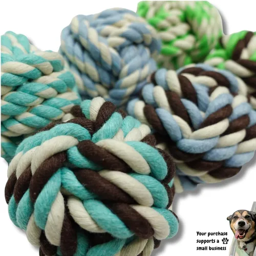 Vista 8 de Otterly Pets Paquete de 6 bolas de cuerda para perros pequeños y cachorros, juguetes masticables duraderos e interactivos, para jugar y buscar