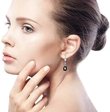 Vista 6 de Briolette - Pendientes de lágrima con forma de pera con circonita cúbica cúbica para mujer, plata de ley