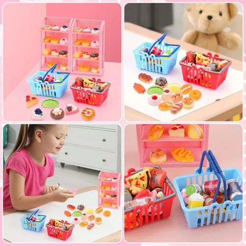 Vista 6 de 50 Piezas de Comida en Miniatura, Botellas de Bebidas, Latas de Refresco, Juguetes de Juego de Simulación, Accesorios de Fiesta para Mini Juego