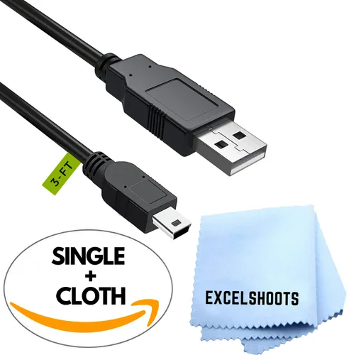 Vista 2 de Cable USB, compatible con cámara digital Canon EOS Rebel T7 DSLR y otros dispositivos, cable de transferencia de datos mini USB, cable de carga