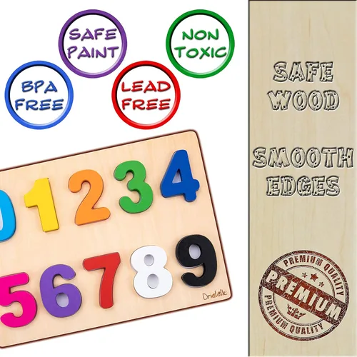 Vista 2 de Rompecabezas de números educativos de madera magnética - Aprende números y juguete de reconocimiento de color - Juego preescolar para niños pequeños