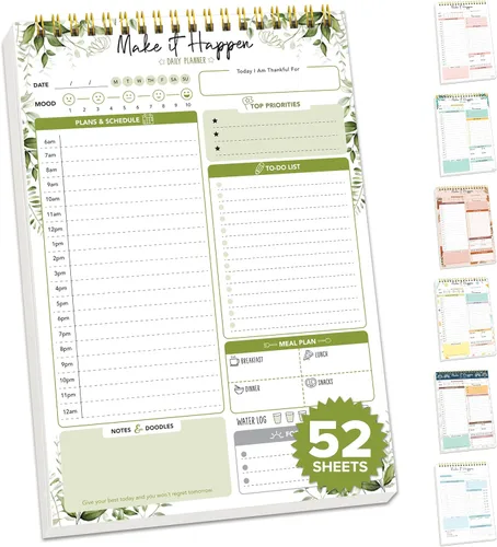 Vista 10 de Decorably Bloc de notas bohemio celestial sin fecha de tareas diarias – Planificador con resorte de 6.5 x 10 pulgadas, fácil de quitar