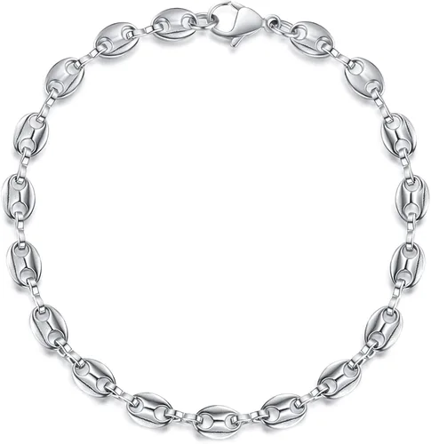 Kaydenana Collar de cadena de eslabones de grano de café dorado para mujer, apilado, grueso, con dije de nariz de cerdo, pulsera de plata para niña,