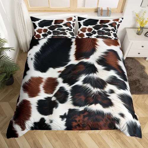 Vista 18 de Juego de ropa de cama estampada con diseño de perro y mi lado, tamaño King, diseño de pareja, color negro y blanco, juego de ropa de cama de perro