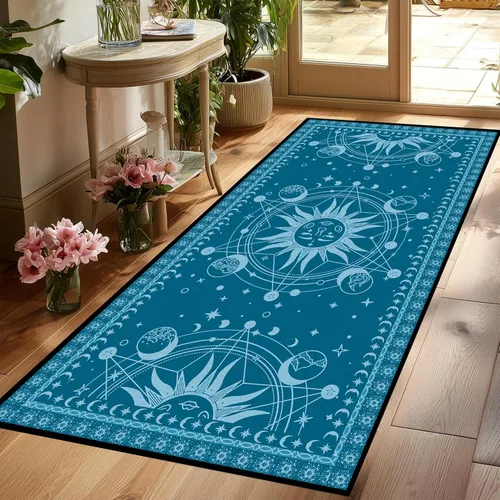 Vista 23 de Alfombra de Sol y Luna Boho Alfombras de Área Celestiales para Dormitorio Residencia Universitaria Sala de Estar Bohemia Oculta Creciente Solar