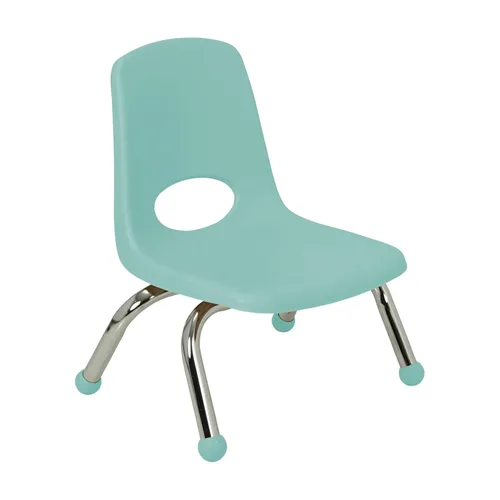 Vista 16 de FDP 11559-SD - Silla escolar apilable de 16 pulgadas, asiento apilable para estudiantes con patas de acero cromado y deslizadores de bolas