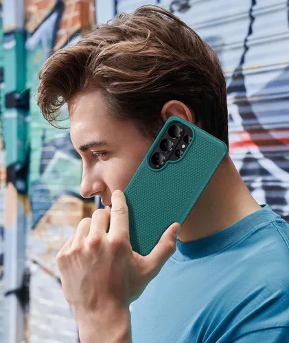 Vista 80 de FNTCASE Funda para teléfono Galaxy A14-5G: cubierta antideslizante de doble Azul