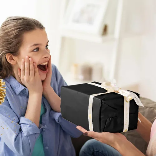 Vista 6 de 50 hojas de papel de seda negro para bolsas de regalo, papel de seda negro a granel para bodas, cumpleaños, proyectos de bricolaje, Halloween