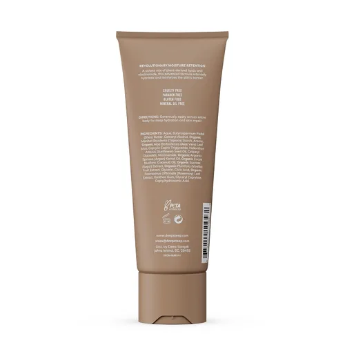 Vista 2 de Deep Steep Loción corporal, vainilla de azúcar morena, 8 onzas, hidratante con aceite de coco, manteca de karité, aceite de argán, aloe vera
