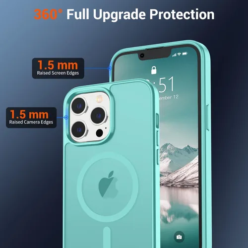 Vista 157 de SUPFINE - Funda magnética para iPhone 13 Pro Max (compatible con MagSafe), (protección contra caídas de grado militar de 10 pies), delgada, Negro
