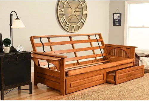 Vista 29 de Kodiak Furniture Futón Phoenix, tamaño completo, gamuza azul marino