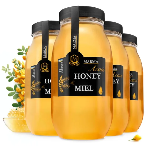 Vista 14 de HONIGMA® Miel de Acacia Marma Miel Cruda Auténtica de Ucrania 100% Pura y Sin Pasteurizar 1000g/35.2oz Puede Llegar Parcialmente