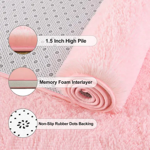 Vista 6 de Jelymark - Alfombra de interior peluda, mullida y supersuave para dormitorio, de 2 x 6 pies, para sala de estar, decoración del hogar, dormitorio