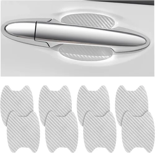 Vista 28 de 4 unidades de protector de puerta de automóvil de fibra de carbono antiarañazos, película protectora para manijas de auto sin marcas, universal