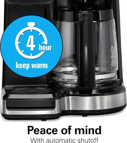 Vista 7 de Hamilton Beach Cafetera programable de 2 vías para 12 tazas de café caliente y helado y cafetera de una sola porción, jarra de vidrio, pausa